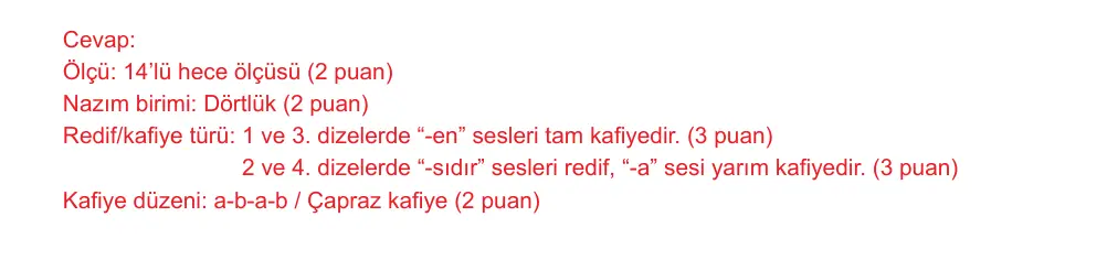 9. Sınıf Türk Dili ve Edebiyatı 2025-2026 2. Dönem 2. Yazılı Ortak Sınav 4. Soru (Öğle Oturumu) resmi çözüm görseli