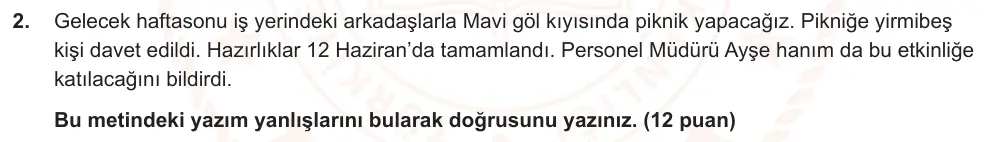 9. Sınıf Türk Dili ve Edebiyatı 2025-2026 2. Dönem 2. Yazılı Ortak Sınav 2. Soru (Sabah Oturumu) görseli