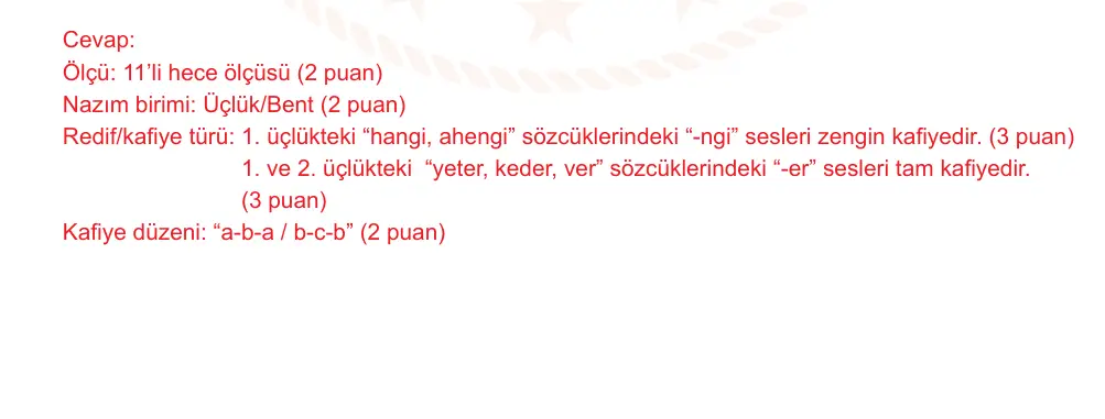 9. Sınıf Türk Dili ve Edebiyatı 2025-2026 2. Dönem 2. Yazılı Ortak Sınav 4. Soru (Sabah Oturumu) resmi çözüm görseli