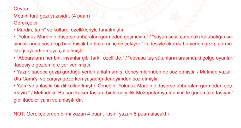 9. Sınıf Türk Dili ve Edebiyatı 2025-2026 2. Dönem 2. Yazılı Ortak Sınav 6. Soru (Sabah Oturumu) resmi çözüm görseli