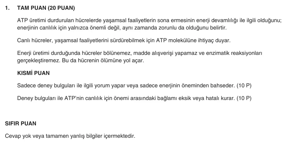 10. Sınıf Biyoloji 2025-2026 1. Dönem 1. Yazılı 1. Soru (Yazılıya Hazırlanıyorum) resmi çözüm görseli