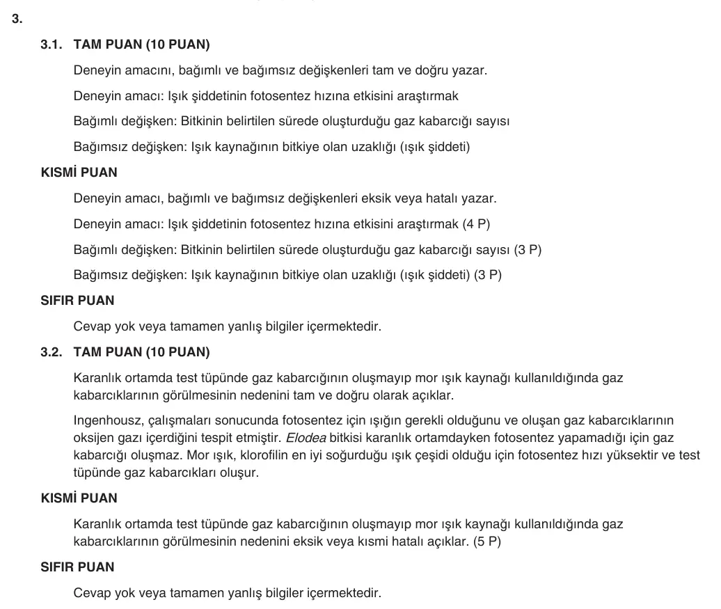 10. Sınıf Biyoloji 2025-2026 1. Dönem 1. Yazılı 3. Soru (Yazılıya Hazırlanıyorum) resmi çözüm görseli