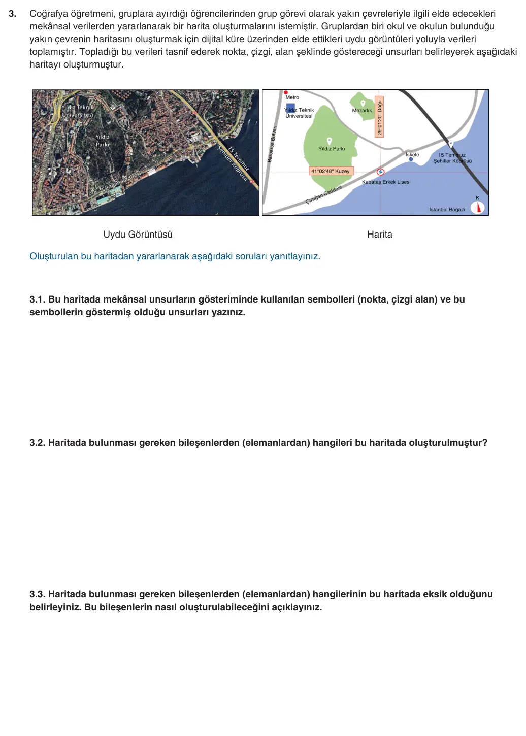 10. Sınıf Coğrafya 2025-2026 1. Dönem 1. Yazılı 3. Soru (Yazılıya Hazırlanıyorum) görseli