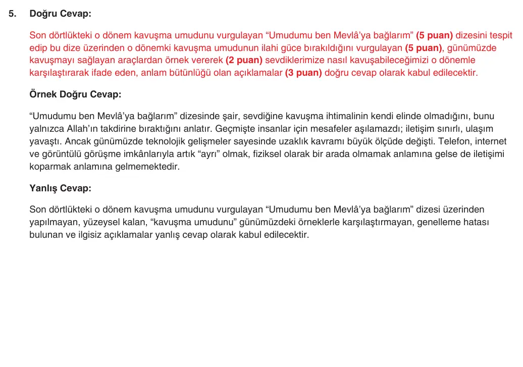 10. Sınıf Türk Dili ve Edebiyatı 2025-2026 1. Dönem 1. Yazılı 5. Soru (Yazılıya Hazırlanıyorum) resmi çözüm görseli