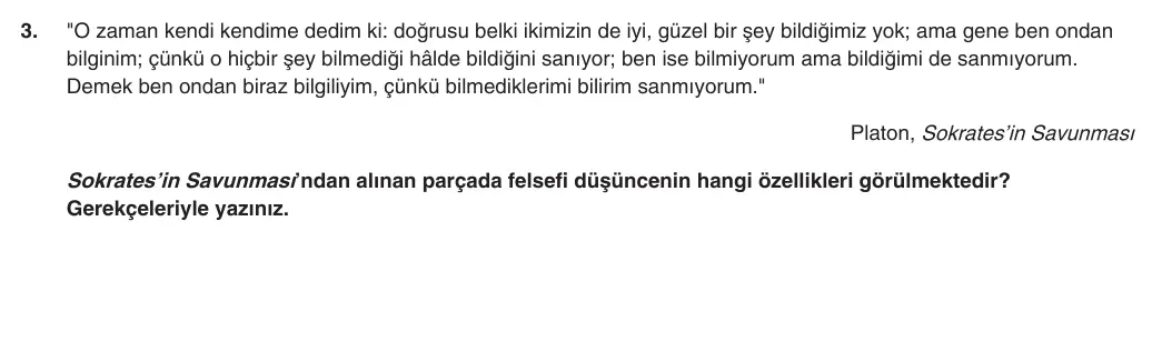 10. Sınıf Felsefe 2025-2026 1. Dönem 1. Yazılı 3. Soru (Yazılıya Hazırlanıyorum) görseli (1/2)