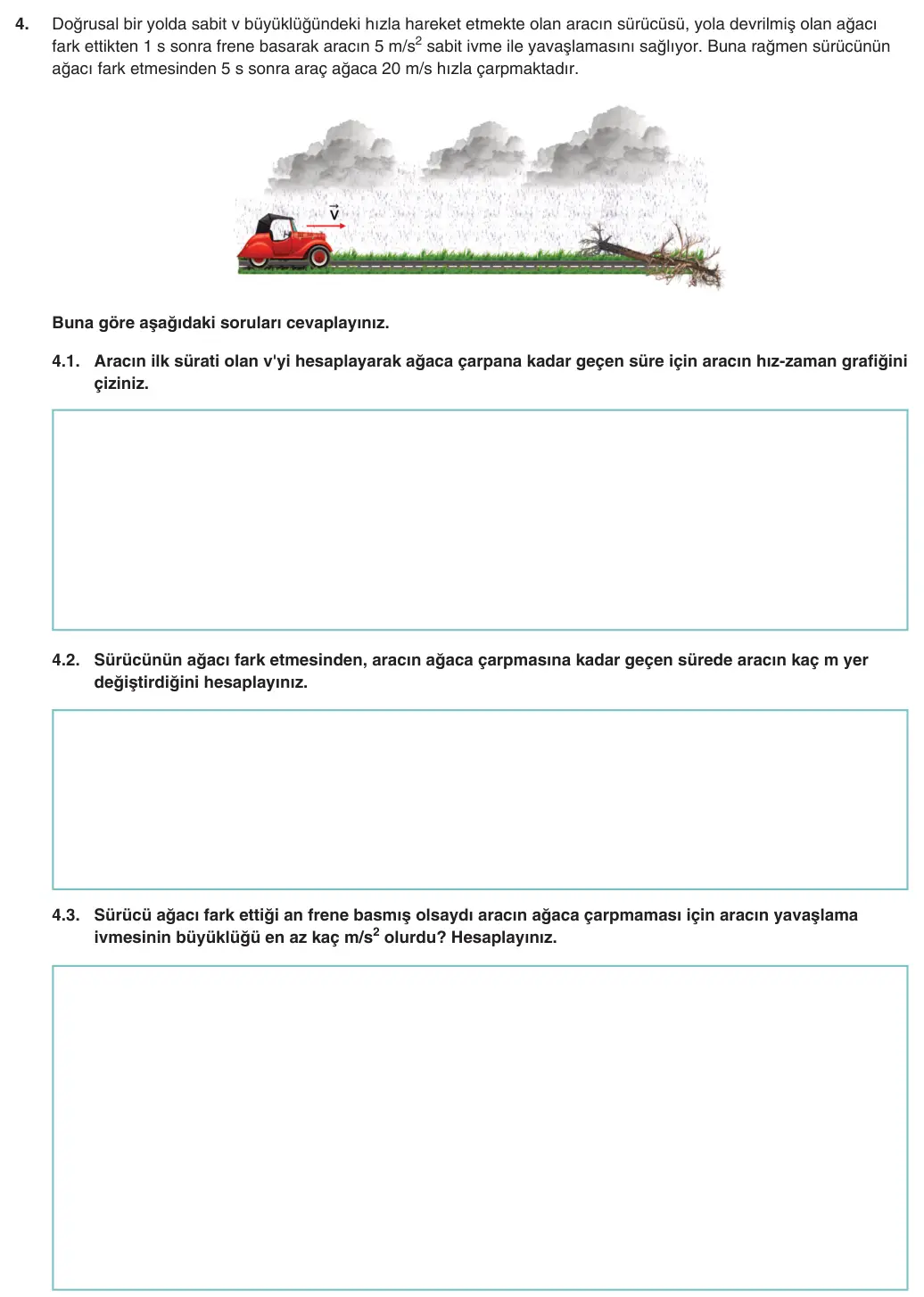 10. Sınıf Fizik 2025-2026 1. Dönem 1. Yazılı 4. Soru (Yazılıya Hazırlanıyorum) görseli