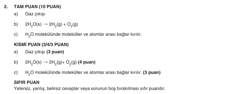 10. Sınıf Kimya 2025-2026 1. Dönem 1. Yazılı 2. Soru (Yazılıya Hazırlanıyorum) resmi çözüm görseli