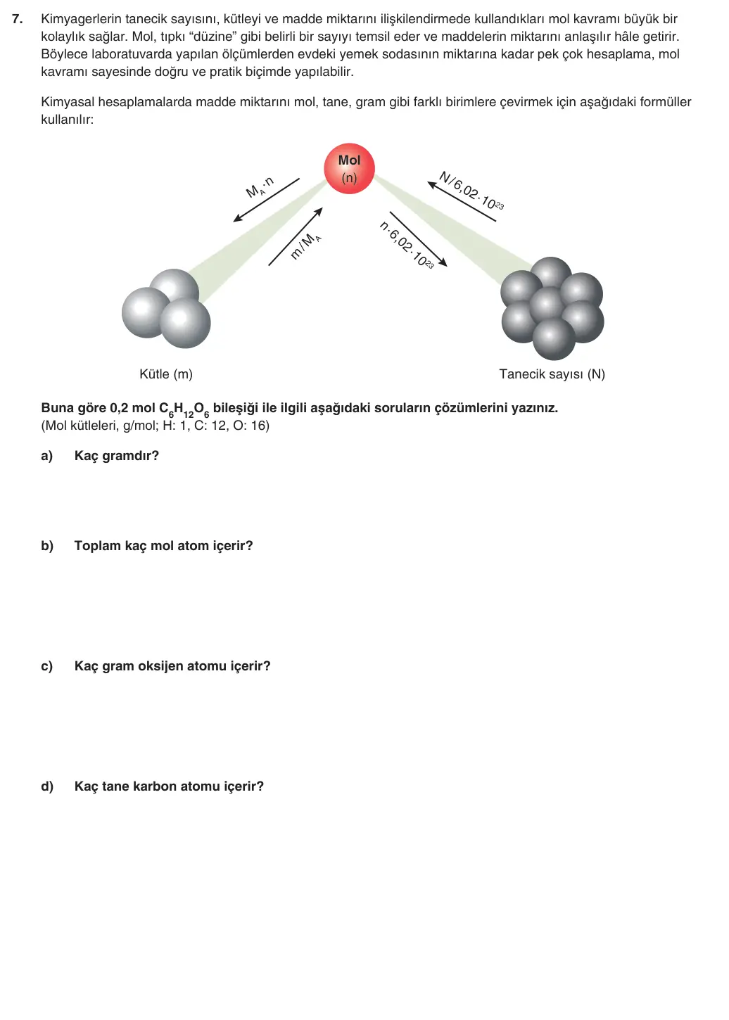 10. Sınıf Kimya 2025-2026 1. Dönem 1. Yazılı 7. Soru (Yazılıya Hazırlanıyorum) görseli