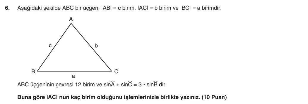 10. Sınıf Matematik 2025-2026 1. Dönem 1. Yazılı 6. Soru (Yazılıya Hazırlanıyorum) görseli