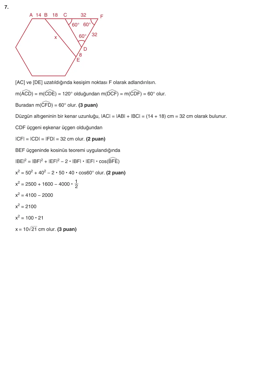 10. Sınıf Matematik 2025-2026 1. Dönem 1. Yazılı 7. Soru (Yazılıya Hazırlanıyorum) resmi çözüm görseli