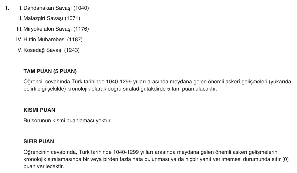 10. Sınıf Tarih 2025-2026 1. Dönem 1. Yazılı 1. Soru (Yazılıya Hazırlanıyorum) resmi çözüm görseli