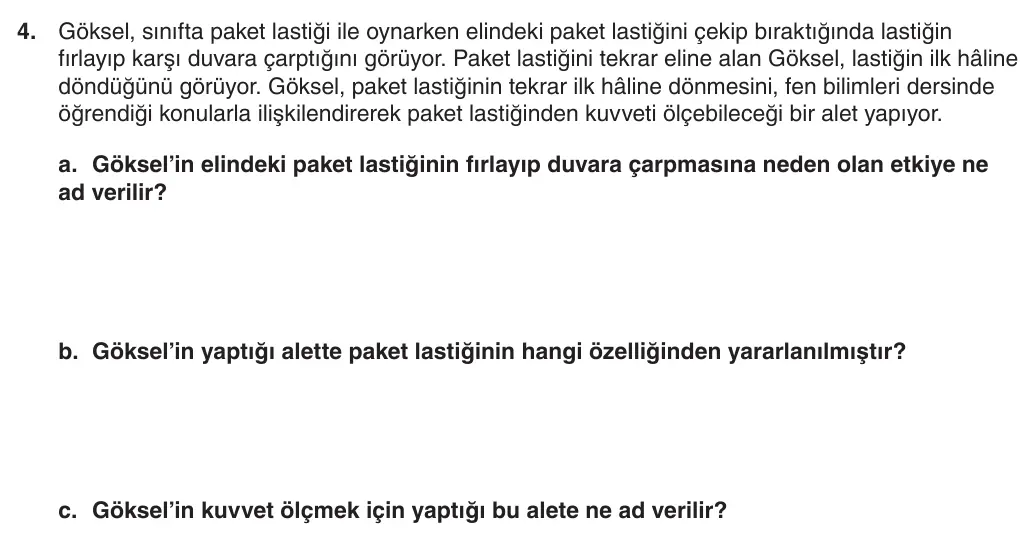 5. Sınıf Fen Bilimleri 2025-2026 1. Dönem 1. Yazılı 4. Soru (Yazılıya Hazırlanıyorum) görseli