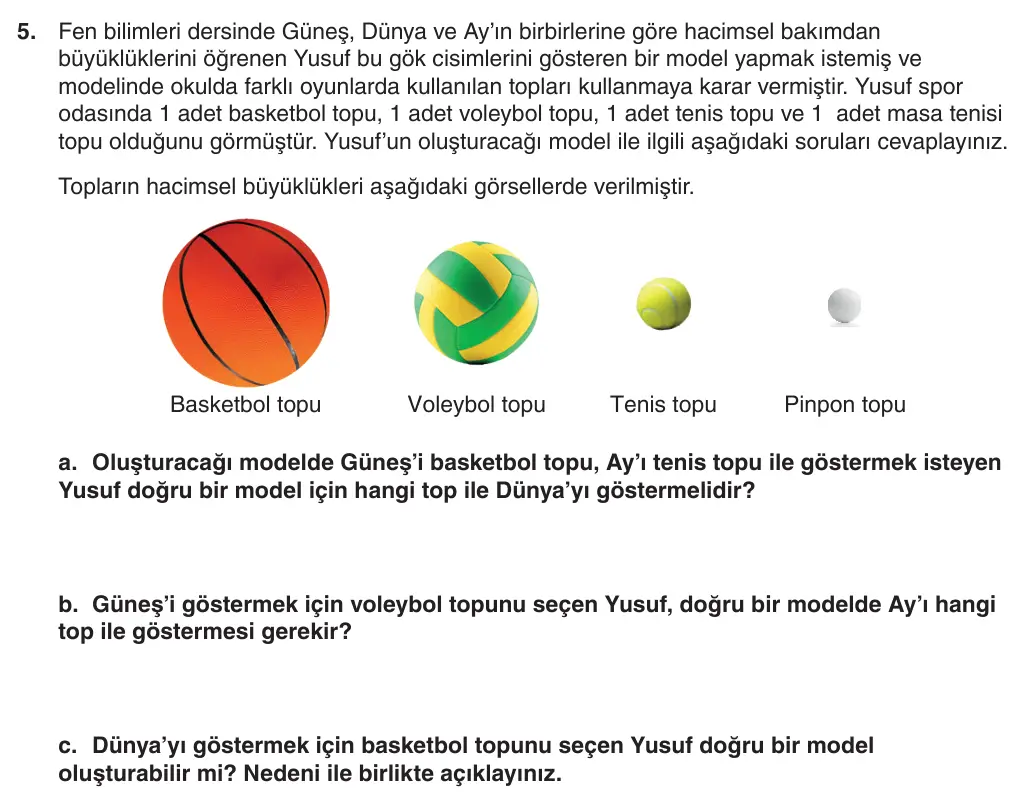 5. Sınıf Fen Bilimleri 2025-2026 1. Dönem 1. Yazılı 5. Soru (Yazılıya Hazırlanıyorum) görseli