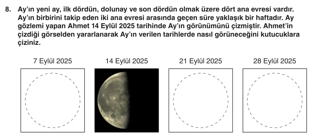 5. Sınıf Fen Bilimleri 2025-2026 1. Dönem 1. Yazılı 8. Soru (Yazılıya Hazırlanıyorum) görseli