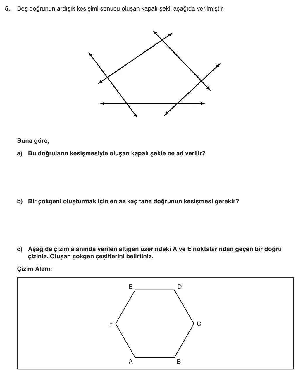 5. Sınıf Matematik 2025-2026 1. Dönem 1. Yazılı 5. Soru (Yazılıya Hazırlanıyorum) görseli