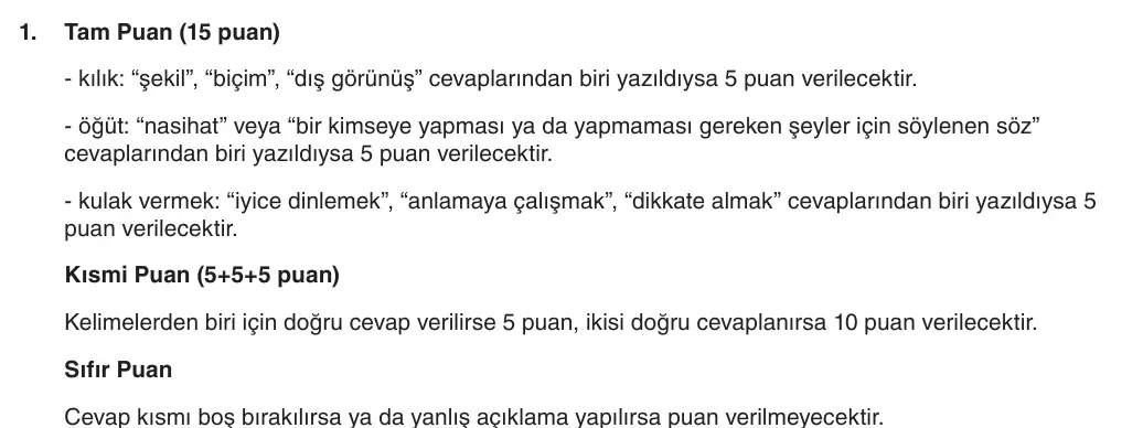 5. Sınıf Türkçe 2025-2026 1. Dönem 1. Yazılı 1. Soru (Yazılıya Hazırlanıyorum) resmi çözüm görseli