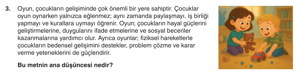 5. Sınıf Türkçe 2025-2026 1. Dönem 1. Yazılı 3. Soru (Yazılıya Hazırlanıyorum) görseli
