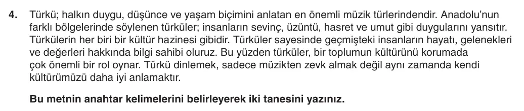 5. Sınıf Türkçe 2025-2026 1. Dönem 1. Yazılı 4. Soru (Yazılıya Hazırlanıyorum) görseli