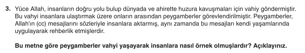 6. Sınıf Din Kültürü ve Ahlak Bilgisi 2025-2026 1. Dönem 1. Yazılı 3. Soru (Yazılıya Hazırlanıyorum) görseli