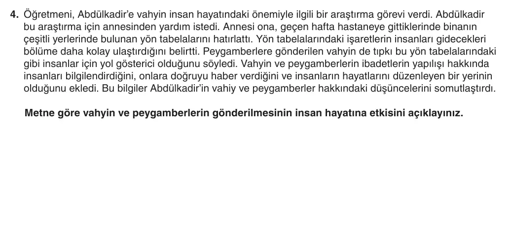 6. Sınıf Din Kültürü ve Ahlak Bilgisi 2025-2026 1. Dönem 1. Yazılı 4. Soru (Yazılıya Hazırlanıyorum) görseli