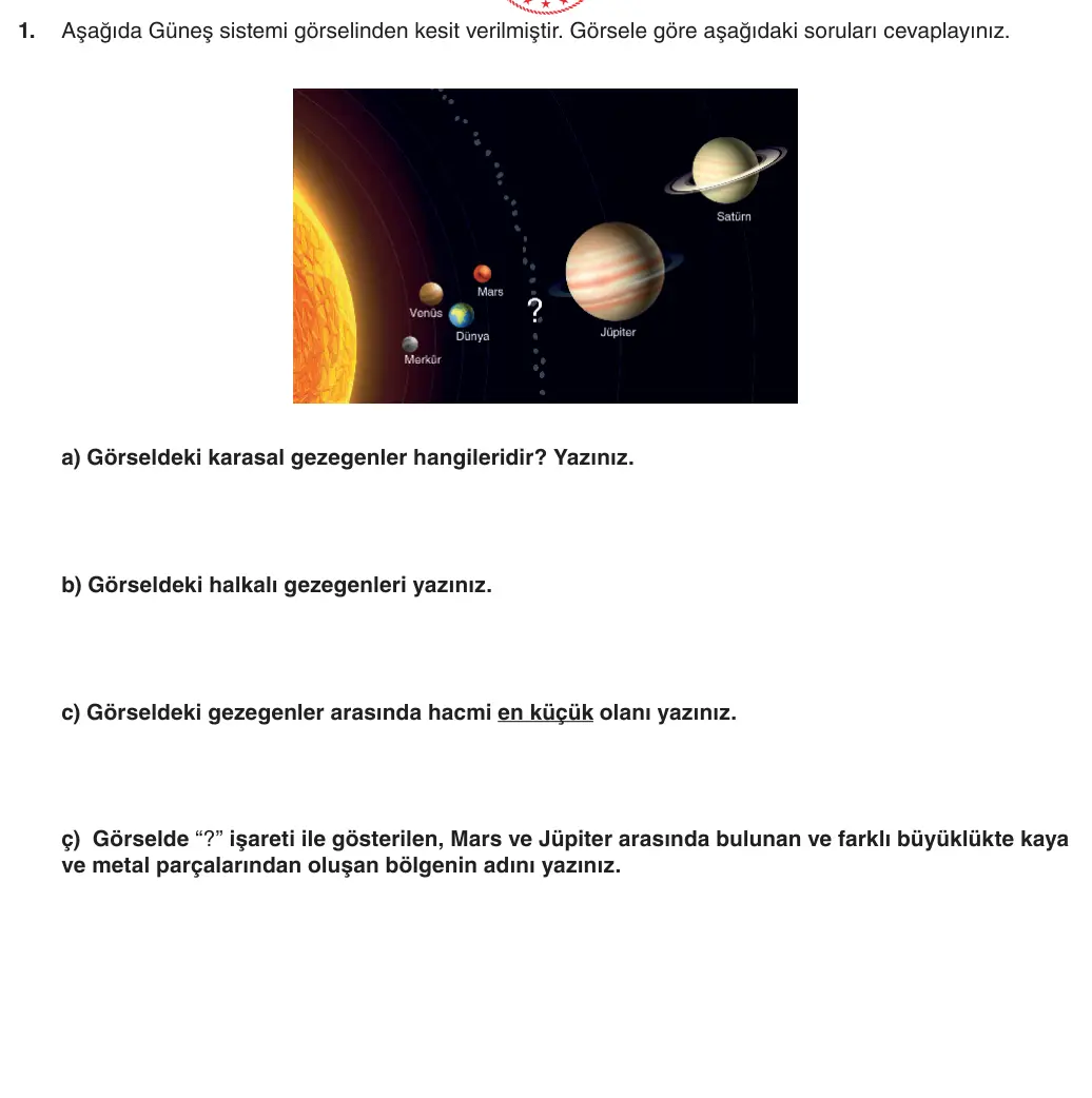 6. Sınıf Fen Bilimleri 2025-2026 1. Dönem 1. Yazılı 1. Soru (Yazılıya Hazırlanıyorum) görseli