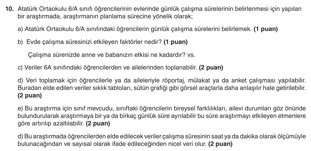 6. Sınıf Matematik 2025-2026 1. Dönem 1. Yazılı 10. Soru (Yazılıya Hazırlanıyorum) resmi çözüm görseli