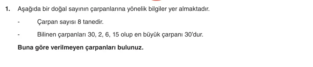 Bir Doğal Sayının Çarpanları ve Katları sorusu – 6. Sınıf Matematik 2025-2026 1. Dönem 1. Yazılı 1. Soru (Yazılıya Hazırlanıyorum)