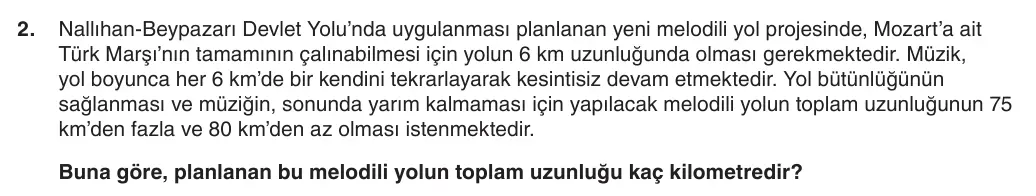 6. Sınıf Matematik 2025-2026 1. Dönem 1. Yazılı 2. Soru (Yazılıya Hazırlanıyorum) görseli