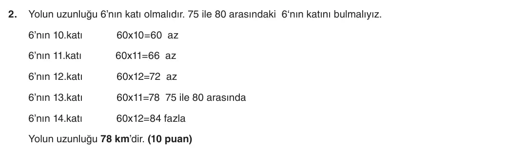 6. Sınıf Matematik 2025-2026 1. Dönem 1. Yazılı 2. Soru (Yazılıya Hazırlanıyorum) resmi çözüm görseli