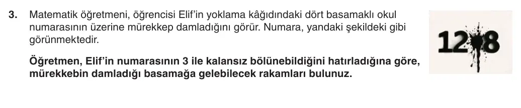 6. Sınıf Matematik 2025-2026 1. Dönem 1. Yazılı 3. Soru (Yazılıya Hazırlanıyorum) görseli