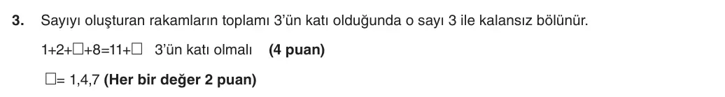 6. Sınıf Matematik 2025-2026 1. Dönem 1. Yazılı 3. Soru (Yazılıya Hazırlanıyorum) resmi çözüm görseli
