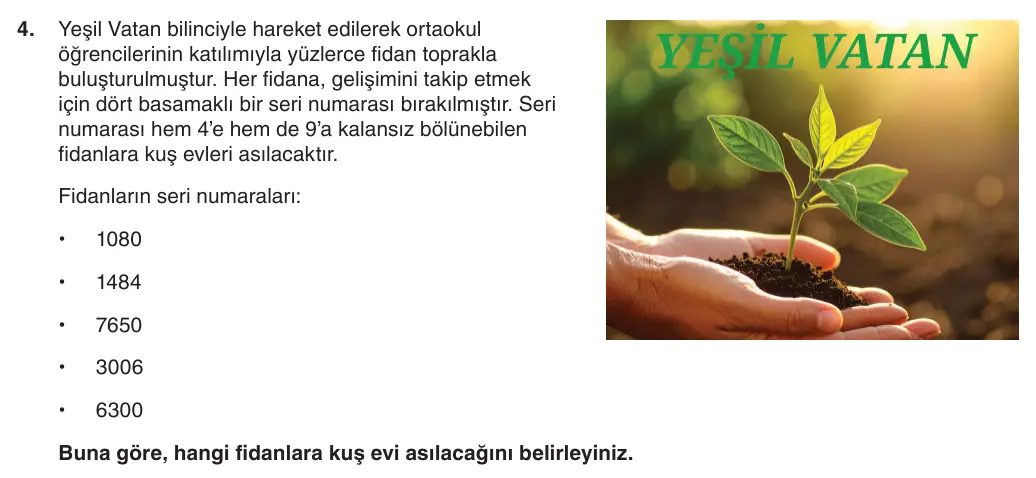 6. Sınıf Matematik 2025-2026 1. Dönem 1. Yazılı 4. Soru (Yazılıya Hazırlanıyorum) görseli