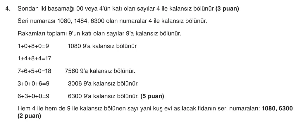 6. Sınıf Matematik 2025-2026 1. Dönem 1. Yazılı 4. Soru (Yazılıya Hazırlanıyorum) resmi çözüm görseli