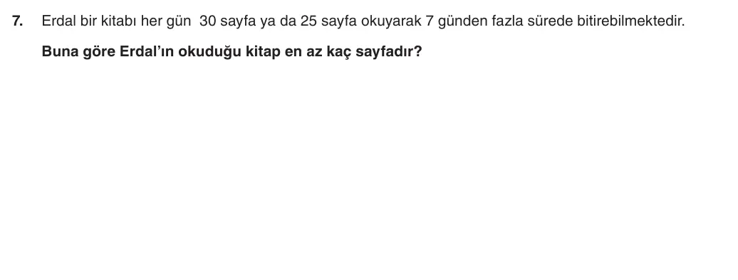 6. Sınıf Matematik 2025-2026 1. Dönem 1. Yazılı 7. Soru (Yazılıya Hazırlanıyorum) görseli