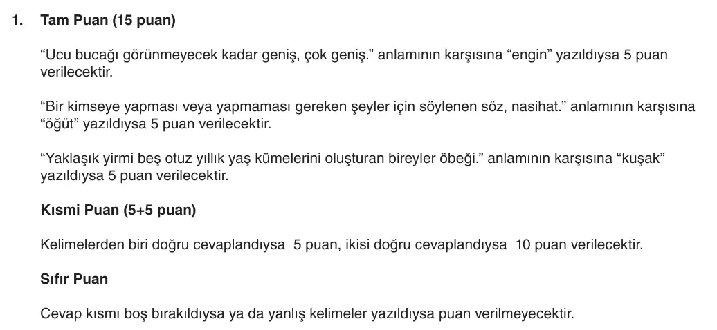 6. Sınıf Türkçe 2025-2026 1. Dönem 1. Yazılı 1. Soru (Yazılıya Hazırlanıyorum) resmi çözüm görseli