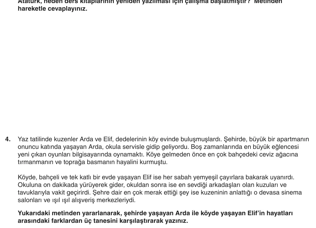 6. Sınıf Türkçe 2025-2026 1. Dönem 1. Yazılı 4. Soru (Yazılıya Hazırlanıyorum) görseli