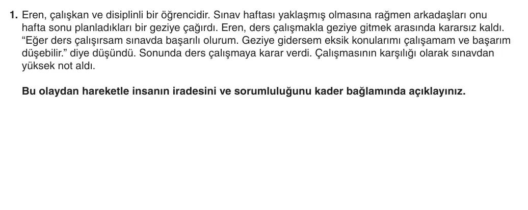 8. Sınıf Din Kültürü ve Ahlak Bilgisi 2025-2026 1. Dönem 1. Yazılı 1. Soru (Yazılıya Hazırlanıyorum) görseli