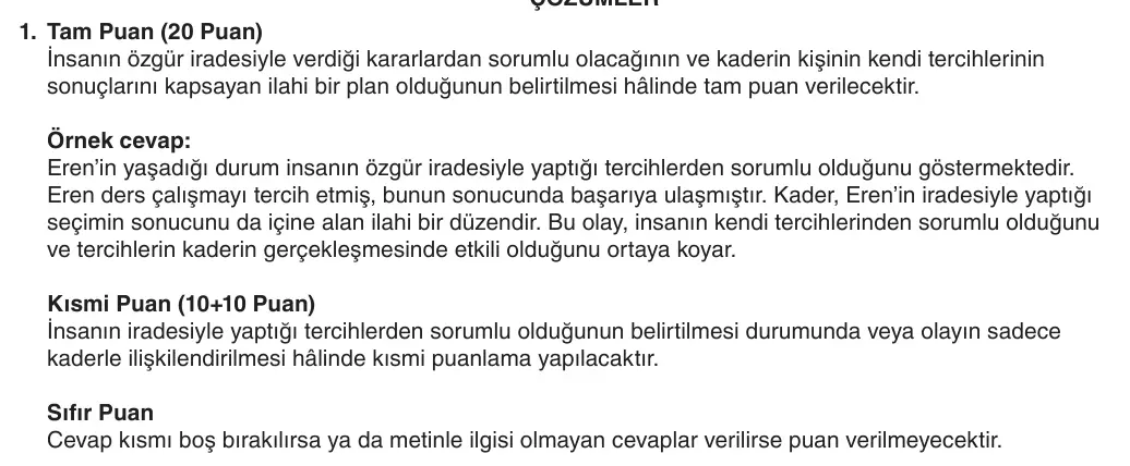 8. Sınıf Din Kültürü ve Ahlak Bilgisi 2025-2026 1. Dönem 1. Yazılı 1. Soru (Yazılıya Hazırlanıyorum) resmi çözüm görseli