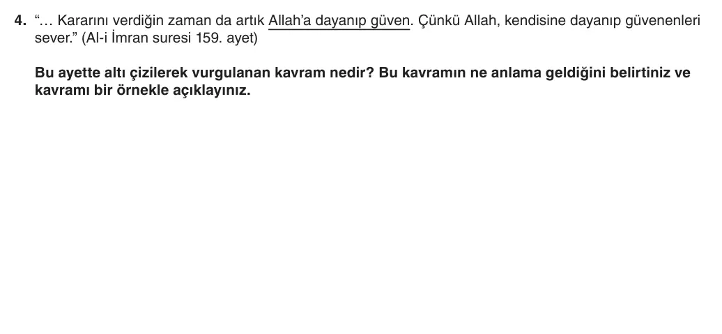 8. Sınıf Din Kültürü ve Ahlak Bilgisi 2025-2026 1. Dönem 1. Yazılı 4. Soru (Yazılıya Hazırlanıyorum) görseli