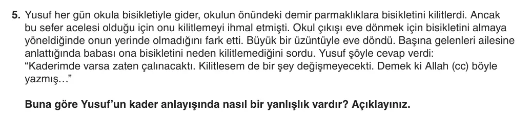 8. Sınıf Din Kültürü ve Ahlak Bilgisi 2025-2026 1. Dönem 1. Yazılı 5. Soru (Yazılıya Hazırlanıyorum) görseli