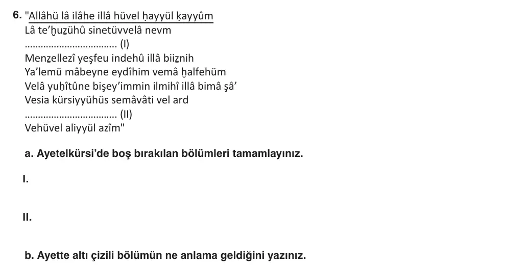 8. Sınıf Din Kültürü ve Ahlak Bilgisi 2025-2026 1. Dönem 1. Yazılı 6. Soru (Yazılıya Hazırlanıyorum) görseli (1/2)