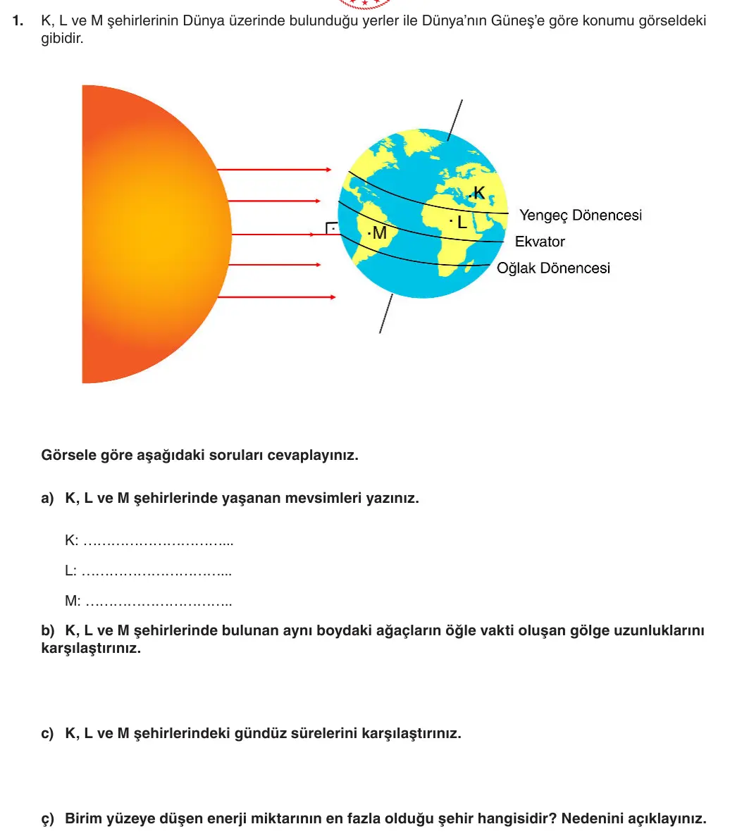 8. Sınıf Fen Bilimleri 2025-2026 1. Dönem 1. Yazılı 1. Soru (Yazılıya Hazırlanıyorum) görseli