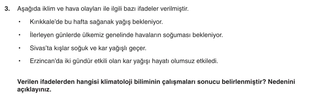 8. Sınıf Fen Bilimleri 2025-2026 1. Dönem 1. Yazılı 3. Soru (Yazılıya Hazırlanıyorum) görseli