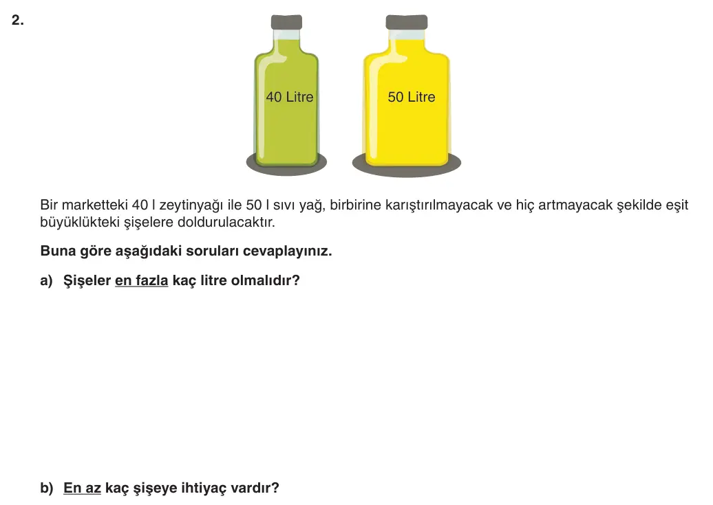 8. Sınıf Matematik 2025-2026 1. Dönem 1. Yazılı 2. Soru (Yazılıya Hazırlanıyorum) görseli