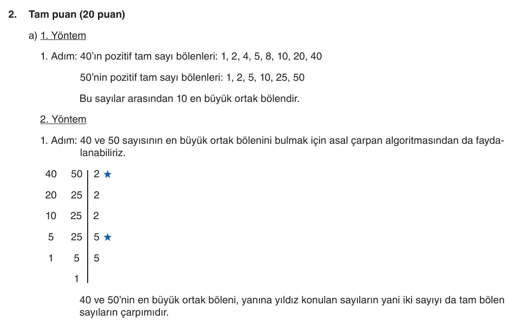 8. Sınıf Matematik 2025-2026 1. Dönem 1. Yazılı 2. Soru (Yazılıya Hazırlanıyorum) resmi çözüm görseli (1/2)