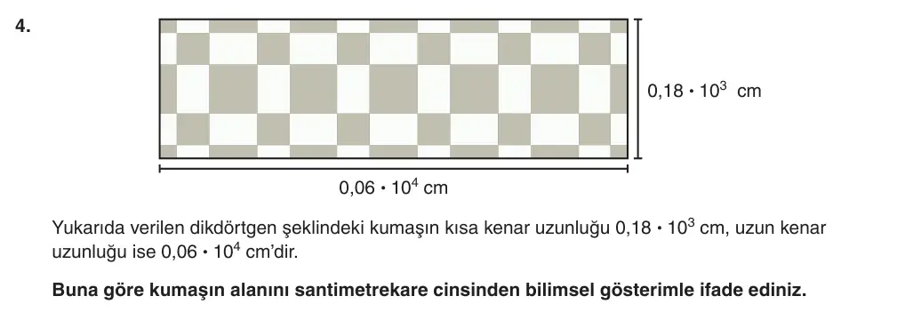8. Sınıf Matematik 2025-2026 1. Dönem 1. Yazılı 4. Soru (Yazılıya Hazırlanıyorum) görseli