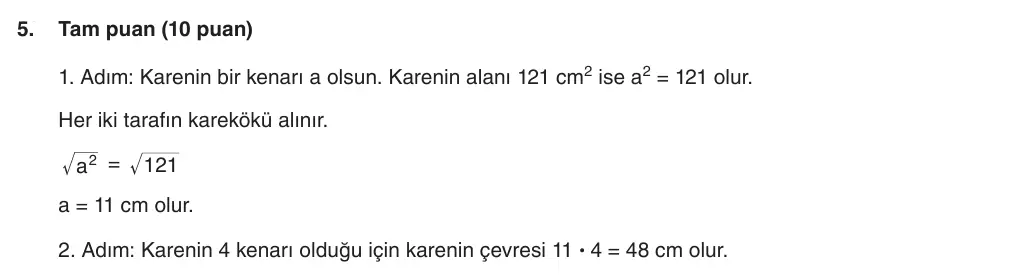 8. Sınıf Matematik 2025-2026 1. Dönem 1. Yazılı 5. Soru (Yazılıya Hazırlanıyorum) resmi çözüm görseli (1/2)