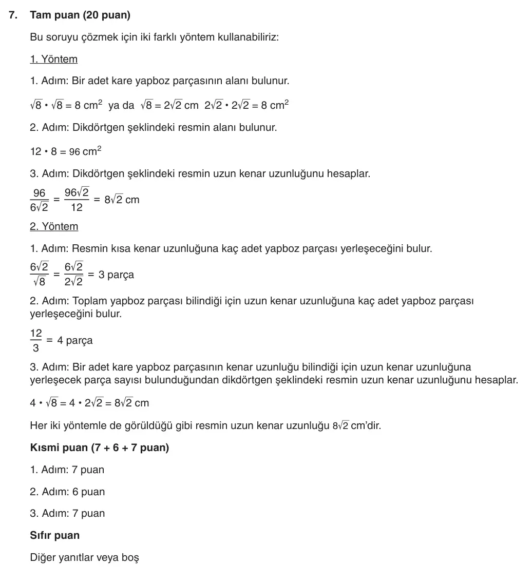 8. Sınıf Matematik 2025-2026 1. Dönem 1. Yazılı 7. Soru (Yazılıya Hazırlanıyorum) resmi çözüm görseli