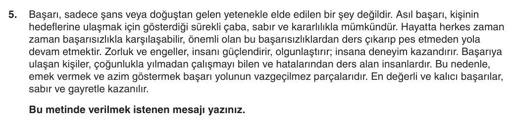 8. Sınıf Türkçe 2025-2026 1. Dönem 1. Yazılı 5. Soru (Yazılıya Hazırlanıyorum) görseli