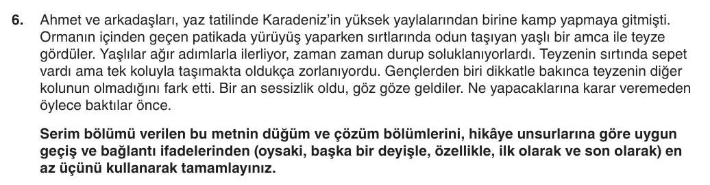 8. Sınıf Türkçe 2025-2026 1. Dönem 1. Yazılı 6. Soru (Yazılıya Hazırlanıyorum) görseli (1/2)
